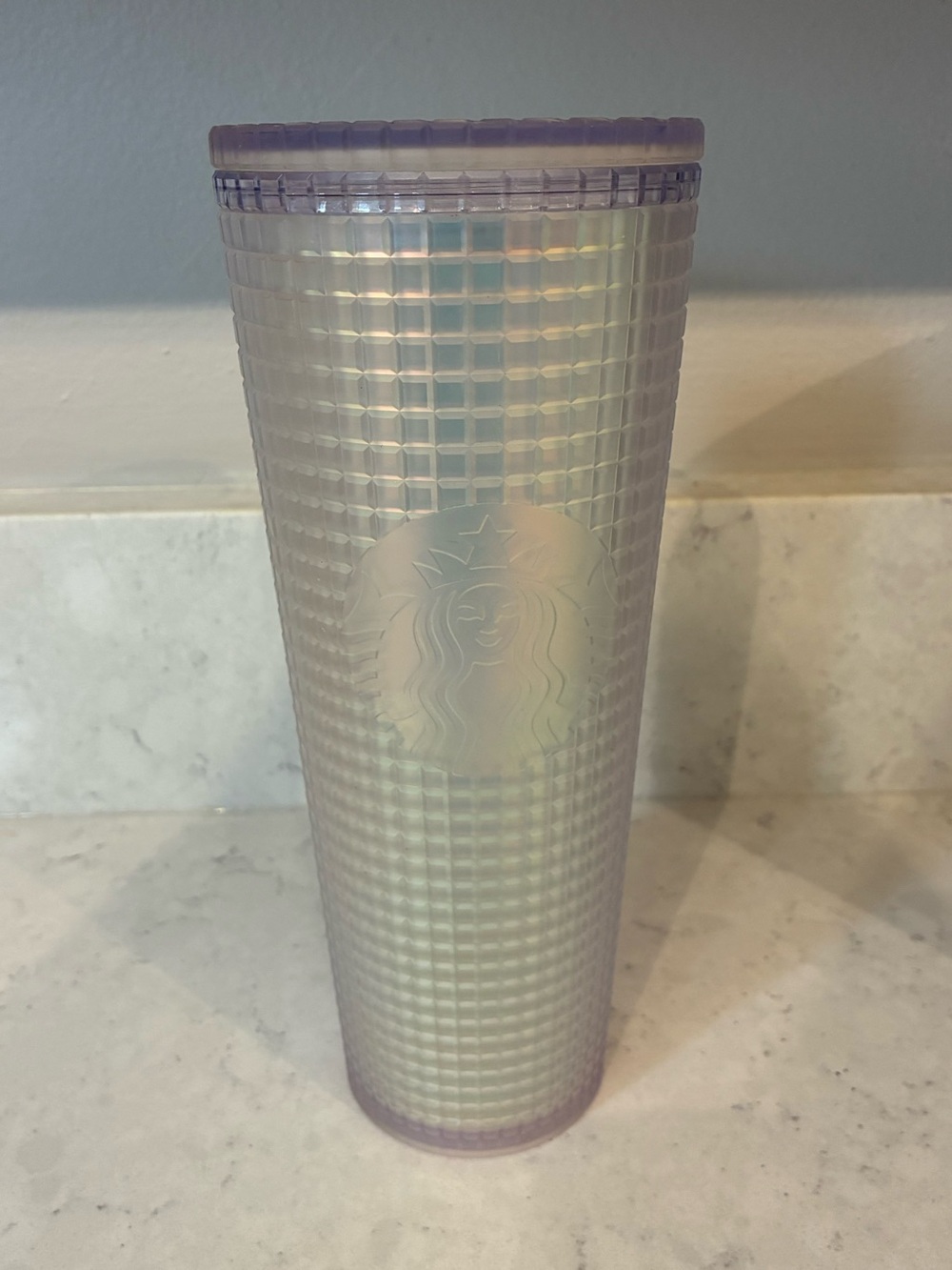 Starbucks 24 oz Frosted Grid Iridescent White Tumbler